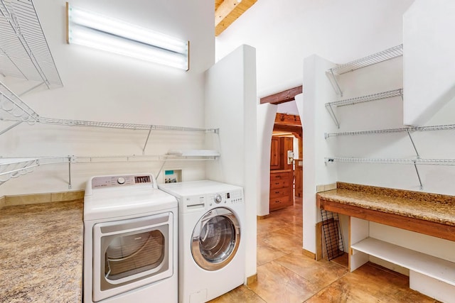 laundry room with independent washer and dryer