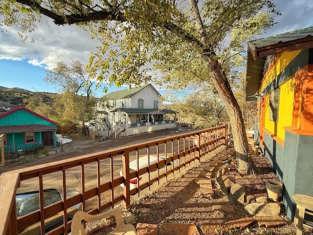 deck featuring a mountain view