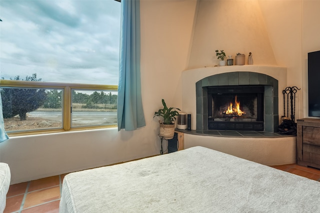 bedroom with a fireplace