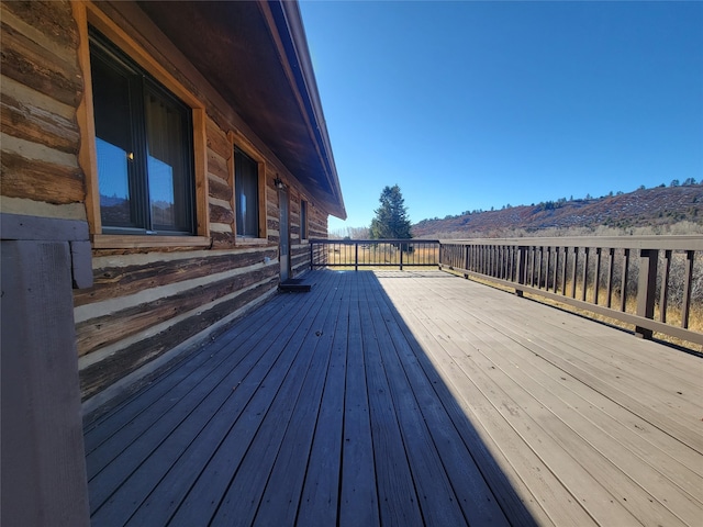 deck featuring a mountain view