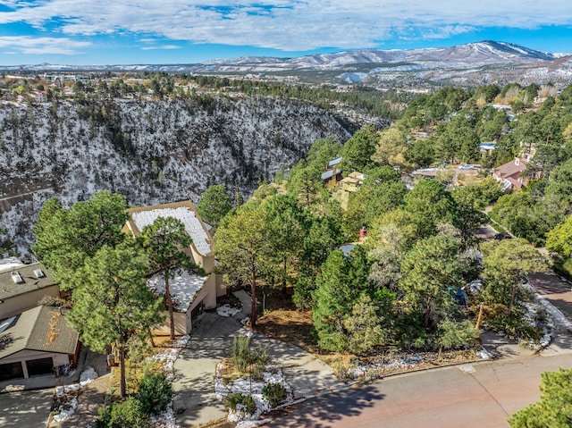 aerial view with a mountain view