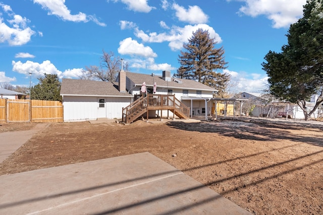 view of front of home with a deck