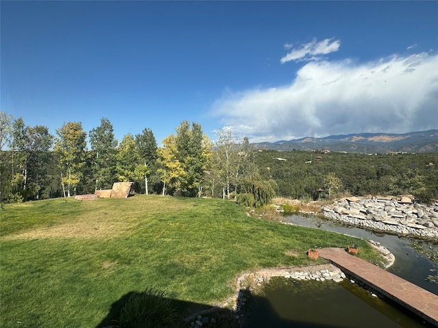 view of yard with a mountain view