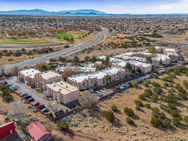 aerial view with a mountain view