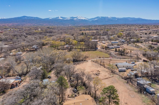 drone / aerial view featuring a mountain view