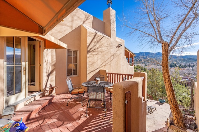 view of patio featuring a mountain view