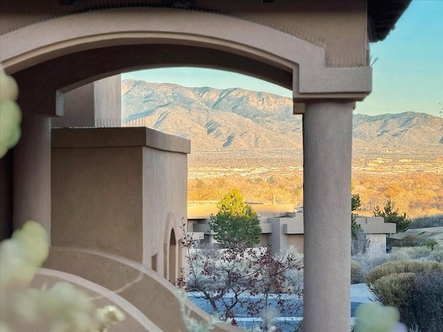 exterior details featuring a mountain view