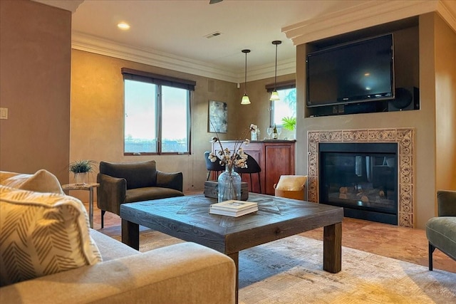 dining space with ornamental molding