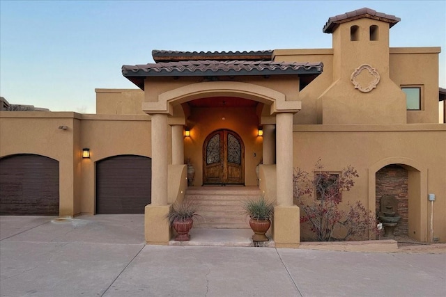 exterior space featuring a garage