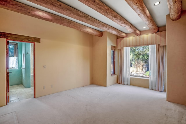 spare room featuring light colored carpet