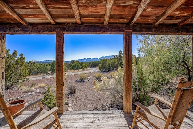 view of yard featuring a mountain view