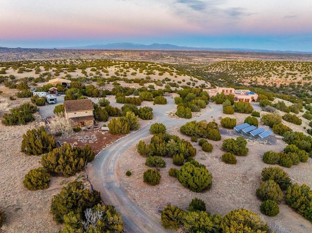 view of aerial view at dusk