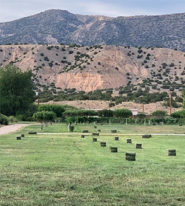 view of mountain feature with a rural view