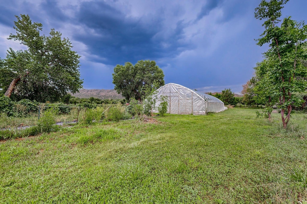 view of yard featuring an outdoor structure