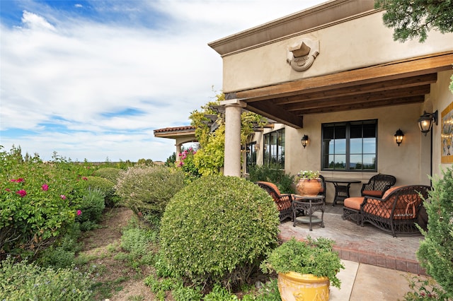 view of patio / terrace featuring an outdoor living space