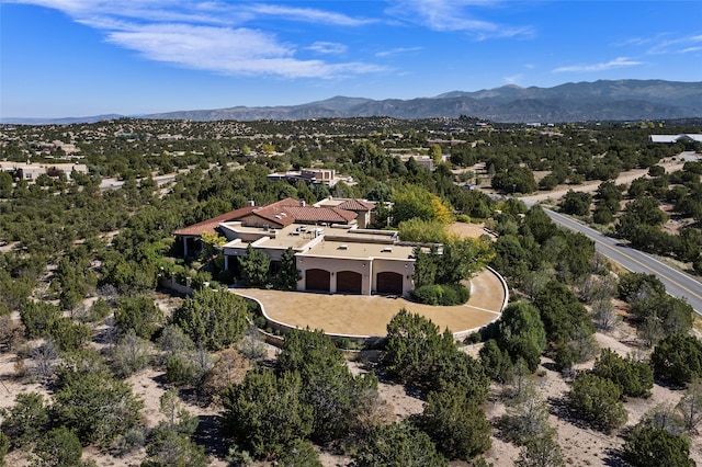 birds eye view of property with a mountain view