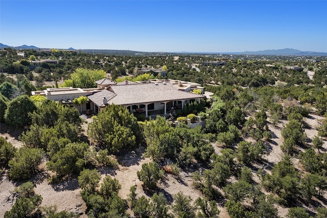 birds eye view of property featuring a mountain view