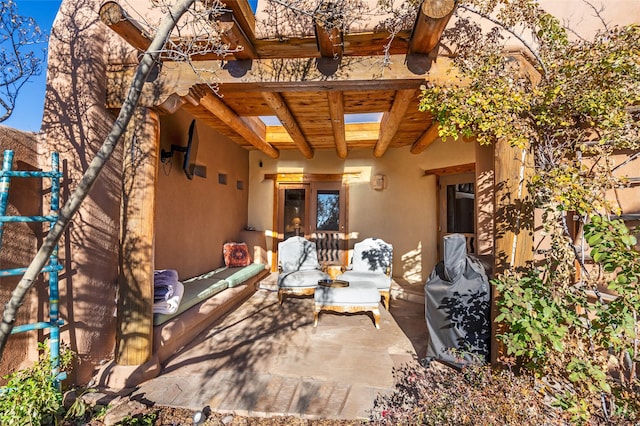 view of patio featuring grilling area and an outdoor living space