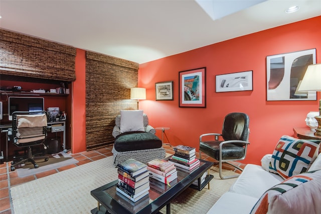 interior space featuring light tile patterned flooring