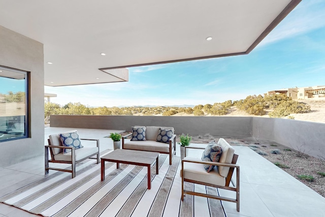 view of patio with an outdoor living space