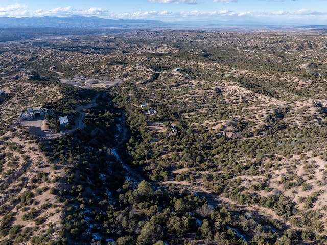 drone / aerial view featuring a mountain view