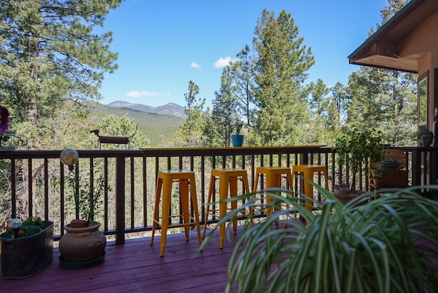 deck featuring a mountain view