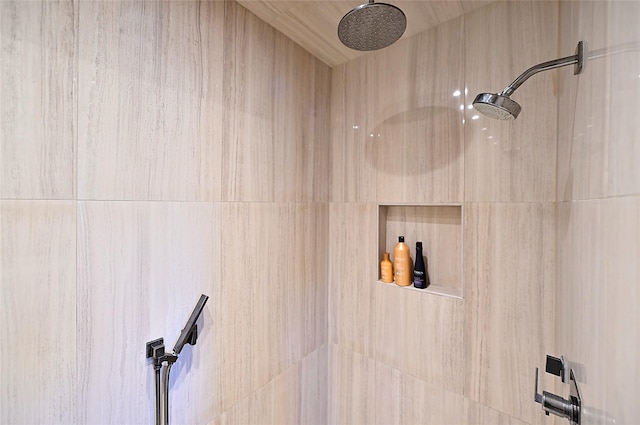 bathroom view of tiled shower