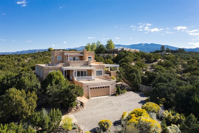 aerial view with a mountain view