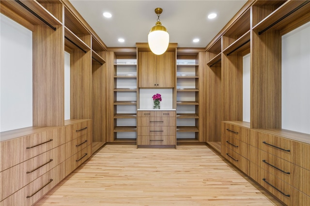 walk in closet featuring light hardwood / wood-style floors