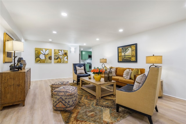 living room featuring light wood-type flooring