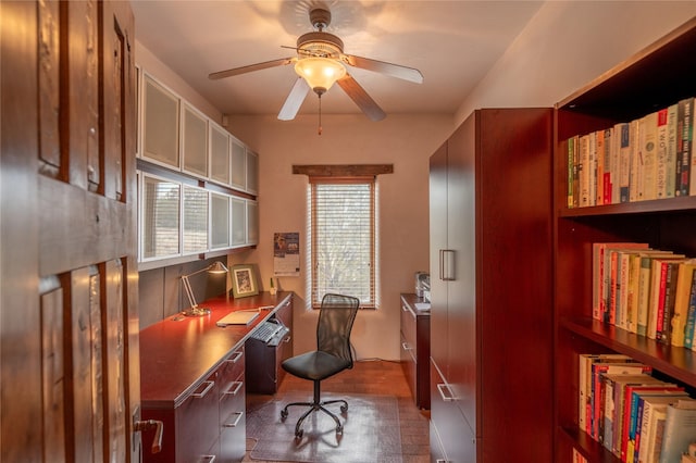 home office featuring ceiling fan