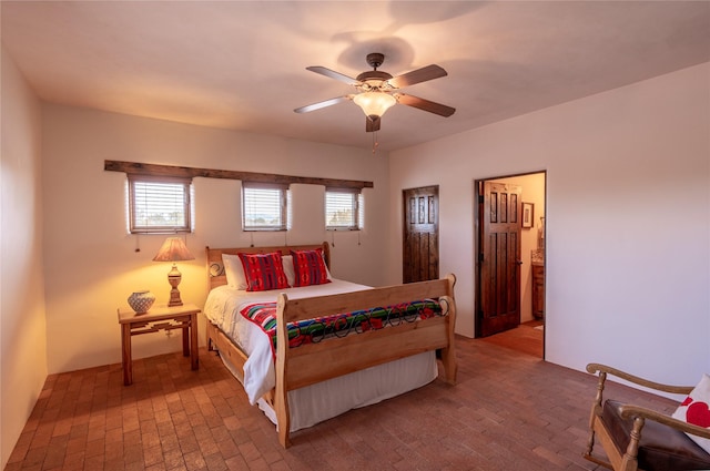 bedroom featuring ceiling fan