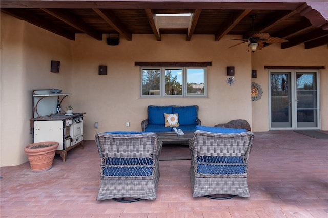 view of patio / terrace with outdoor lounge area and ceiling fan