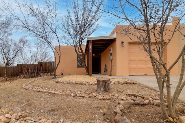 exterior space featuring a garage