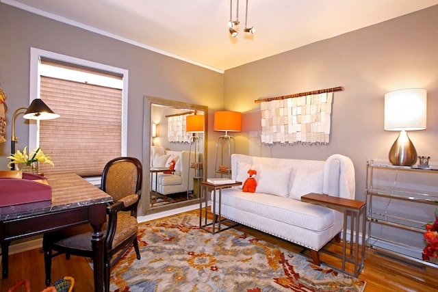 living room with wood-type flooring