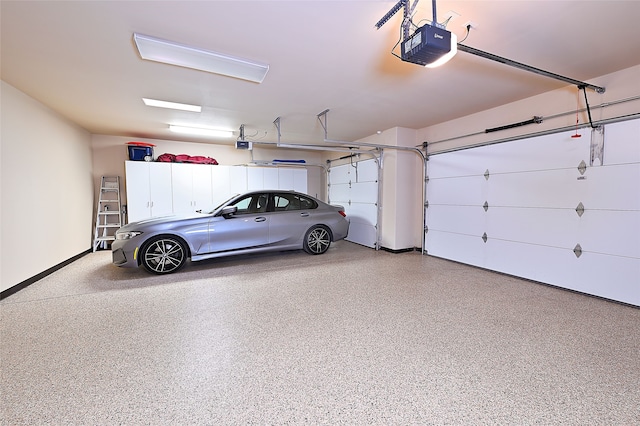 garage with a garage door opener