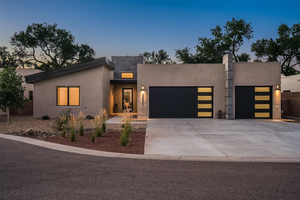 modern home featuring a garage