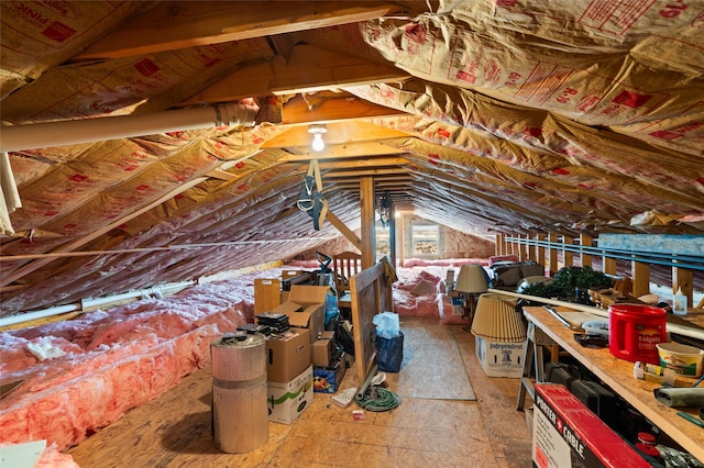 view of unfinished attic