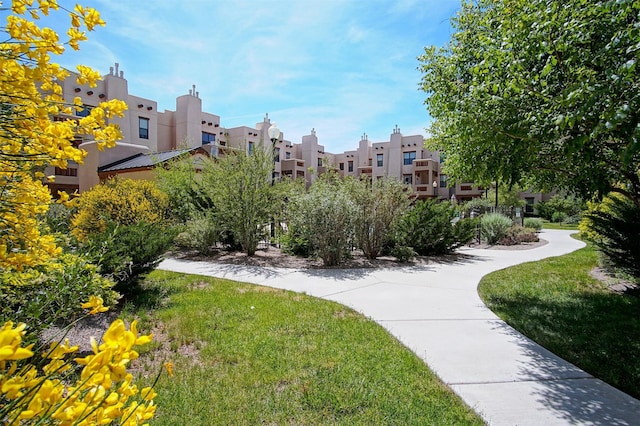 view of property's community featuring a yard