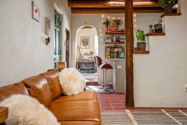 view of tiled living room