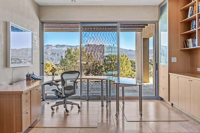 office area featuring a mountain view