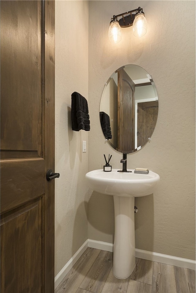 bathroom featuring wood-type flooring