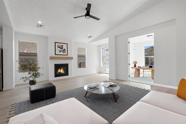 living room with ceiling fan