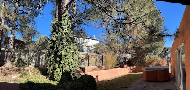 view of yard featuring a hot tub