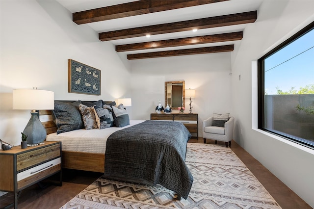 bedroom with beamed ceiling