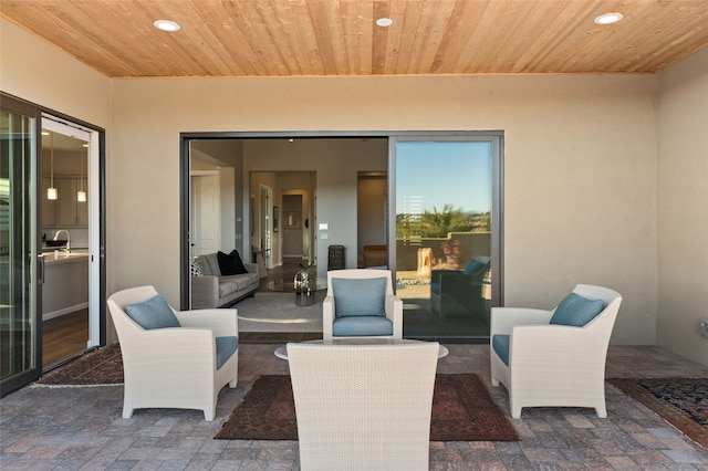 view of patio / terrace featuring sink and an outdoor living space