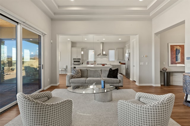 living room with light wood-type flooring