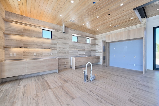 unfurnished room with recessed lighting and wood ceiling