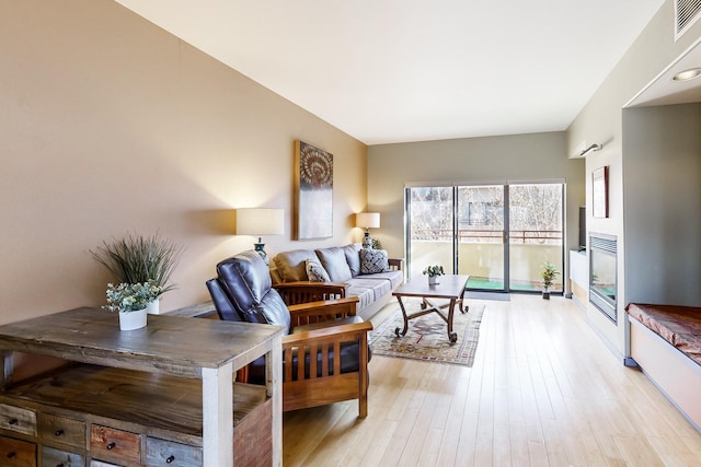 living room with light wood-type flooring