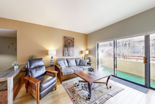 living room featuring light hardwood / wood-style flooring